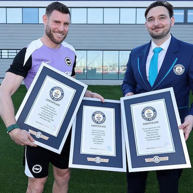 James Milner bate recorde e entra no livro do Guinness World Records